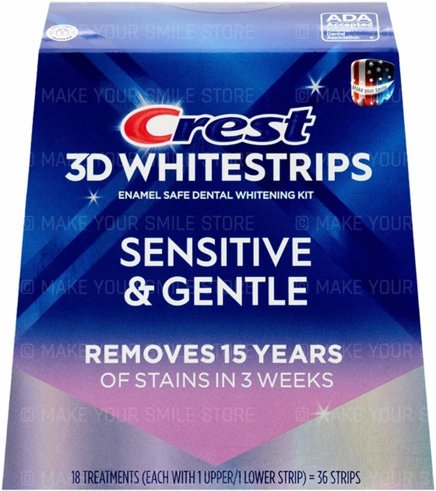 Відбілюючі смужки Crest 3D Whitestrips Sensitive Whitestrips Sensitive & Gentle Routine 18 пар ( 36 смужок )