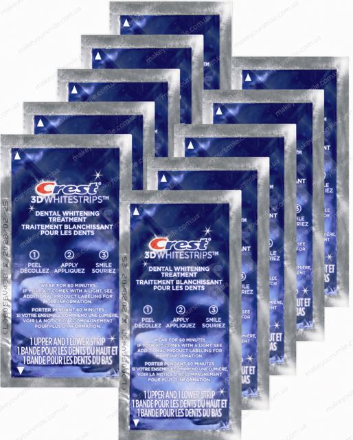 Відбілювальні смужки Crest 3D Whitestrips 1-Hour Express — 10 процедур / 20 смужок поштучно