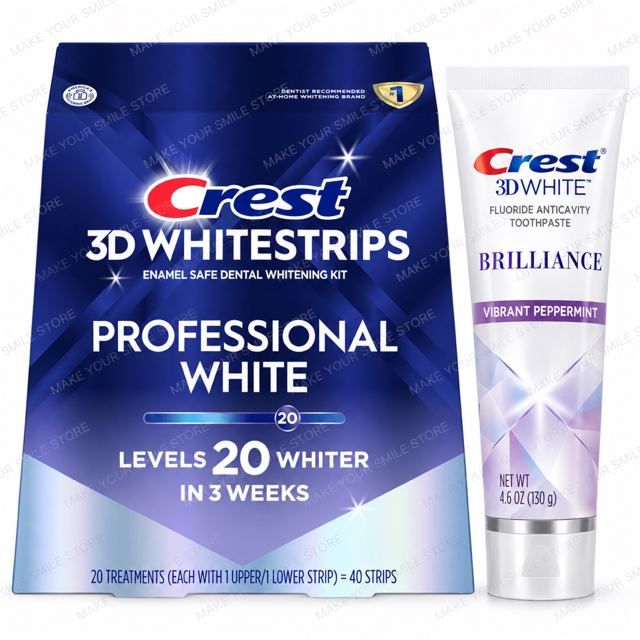Набір Crest 3D Whitestrips Professional White (Effects) — 20 процедур / 40 смужок + паста Brilliance 130 г